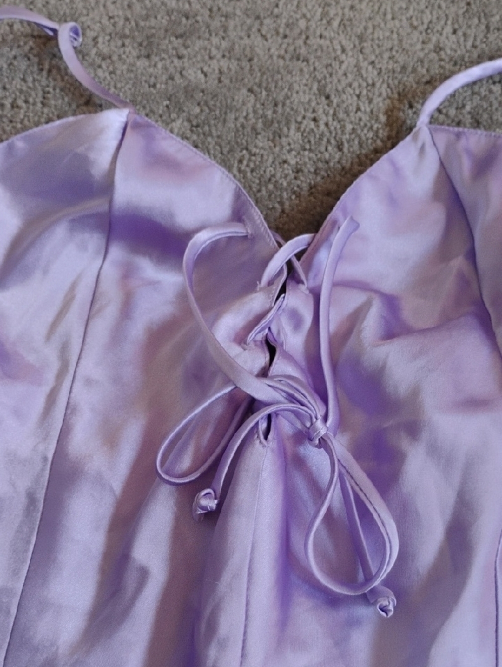 Frederick's of Hollywood Lavender Satin Chemise Babydoll - Picture 4 of 7